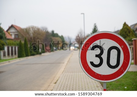 Speed limit sign to 30 kilometers per hour in city district