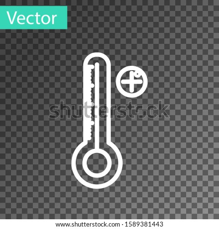 White line Medical digital thermometer for medical examination icon isolated on transparent background.  Vector Illustration
