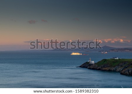 The Baily Lighthouse, Howth. co. Dublin, Baily Lighthouse on Howth cliffs, View of the Baily Lighthouse from the cliff