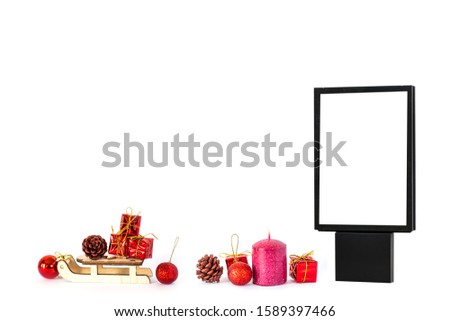 billboard with Christmas decoration for Christmas and New year Holiday concept.
