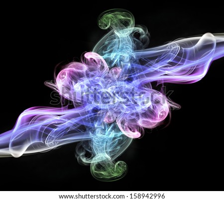 Abstract glowing of smoke isolated on black