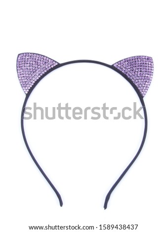 lilac headband isolated on white background. Glitter rabbit headband isolated
