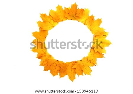 Circle from many different colorful autumn leaves - isolated