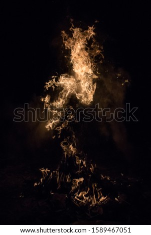 Vertical photography of fire (bonfire), a bright flame