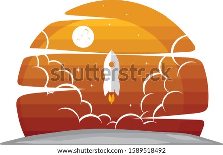 space exploration shuttle ship logo icon sign vector