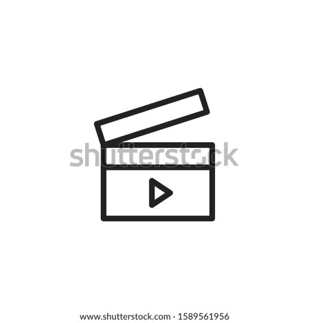 Simple clapper board line icon. Stroke pictogram. Vector illustration isolated on a white background. Premium quality symbol. Vector sign for mobile app and web sites.
