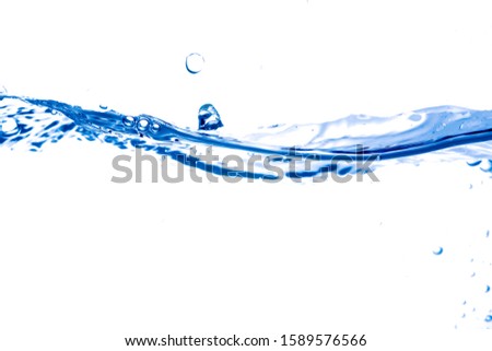 pure water splash with blurred filter for soft motion abstract blue ocean white bubble and aqua wave pattern graphic isolated on white background with copy space for healthy lifestyle concept