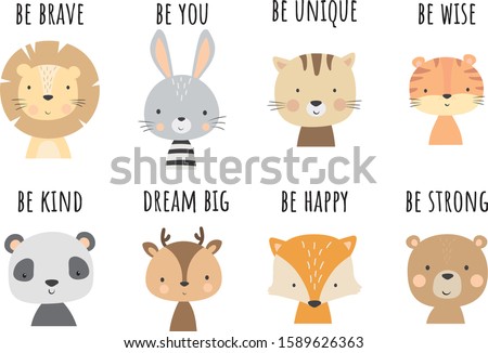 Cute animal vector. Nursery decoration room. Can be use for any other ocasion for baby or kid.