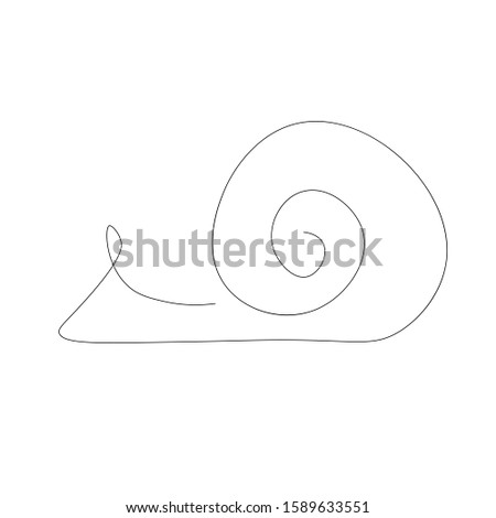 Snail silhouette line drawing on the white background. Vector illustration
