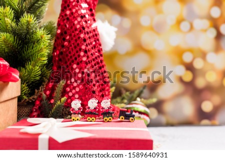 Christmas and New Year gift box for party. Xmas and winter season decoration.