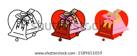 Heart Bell icon set isolated on white background for web design,Valentine day concept