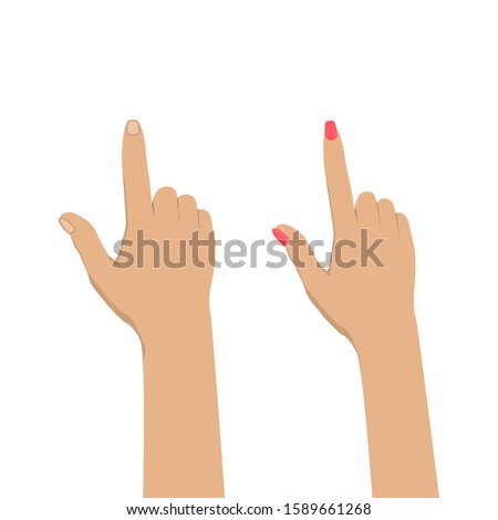 Male and female hands with pointing finger. Vector illustration. Royalty-Free Stock Photo #1589661268