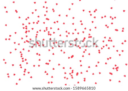 White background with red hearts. Valentine's day concept. Top view.
