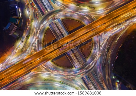 Aerial view of road junction, Intersection in thailand