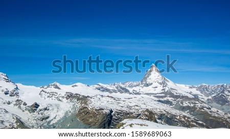 Beautiful panorama landscape view of winter snow mountain Matterhorn, Zermatt, Switzerland