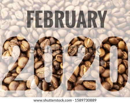 Happy New Year 2020/February logo text design. Cover of business diary for 2020 with wishes. Brochure design template, card, banner

