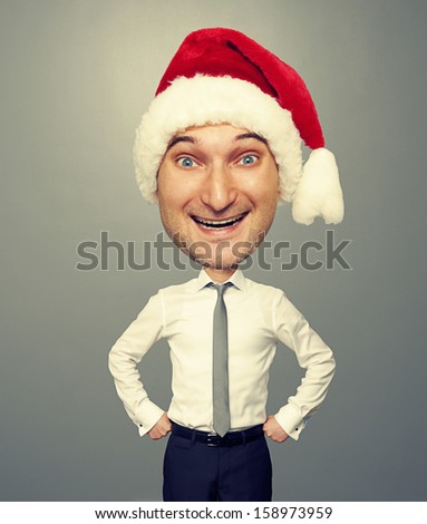 funny picture of joyful santa man with big head