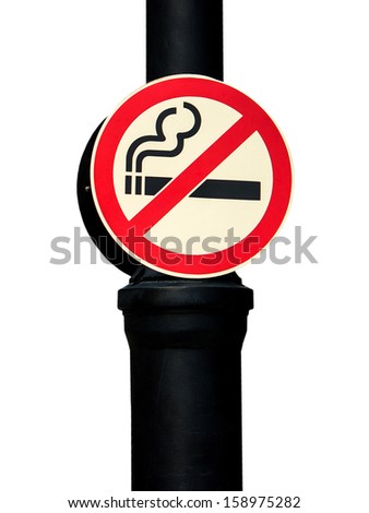 No smoking sign pole on white background