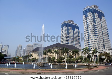 Big fountain on Jalan Tamrin in central Jakarta, Indonesia Royalty-Free Stock Photo #15897712