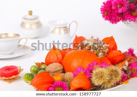 Table decoration in autumn