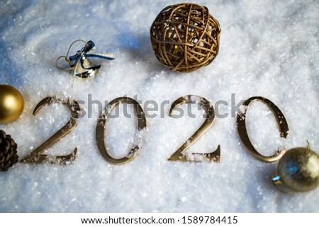 2020 in snow new year background