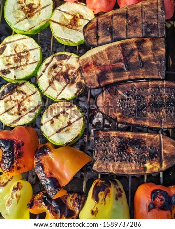 Colorful vegetables on the grill