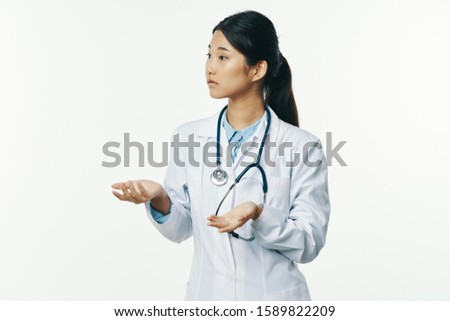 female doctor white coat professional health patient hospital