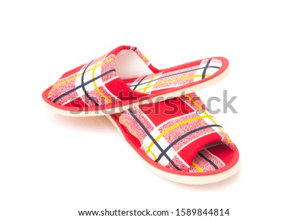 Home slippers isolated on a white background with clipping path. Horizontal image.