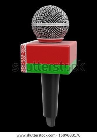 3d illustration. Microphone and Belarus flag. Image with clipping path