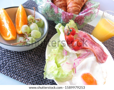 Well balanced breakfast on a table