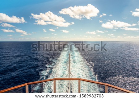 Water trail of a cruise ship.