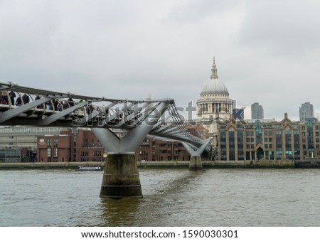 Millennium bridge and St. Paul’s Cathedral in London