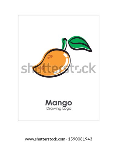 Image of a mango. Image made with loose stroke. Editable vector.