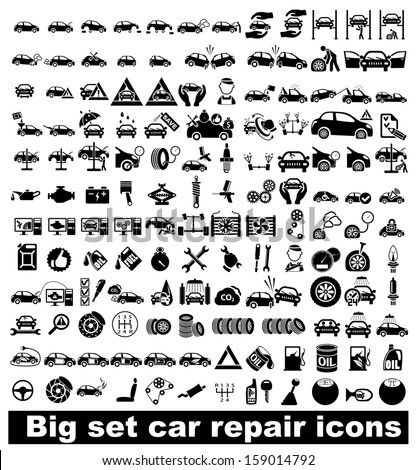 Big set car repair icons. Vector illustration