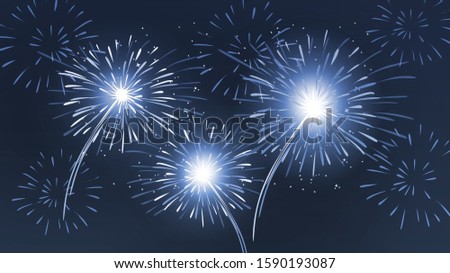 Abstract blue colorful firework background