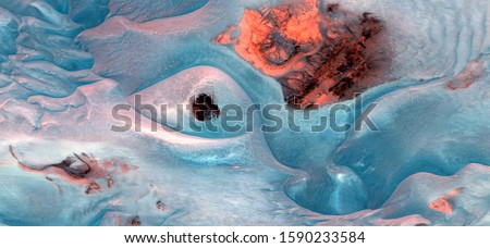 the imagination of kilauea, abstract photography of the deserts of Africa from the air, imitating the lava landscapes of the kilauea volcano, 