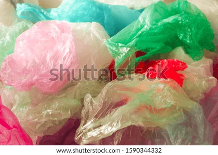 Colorful of plastic bags . Carry bag cause of global pollution.
