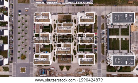 residential buildings from drone view