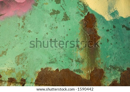 Close-up of multicoloured and rusty metal with space to add text