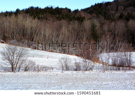 Late fall, early winter landscape in Bromont, Eastern township  Quebec, Canada