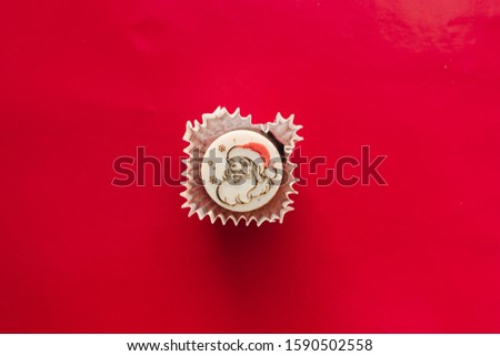Christmas candies on red background