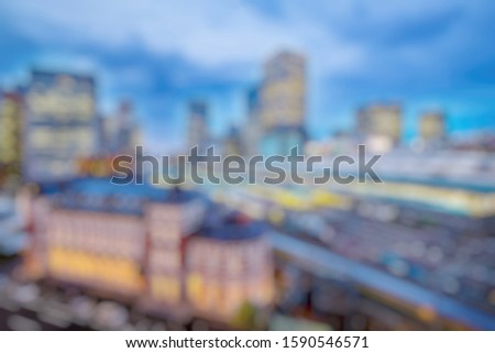 Blur background of Tokyo city skyline in the evening. Abstract background.
