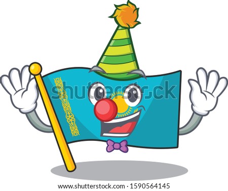 Cute Clown flag kazakhstan placed on cartoon character mascot design