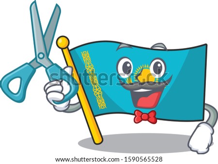 Happy Barber flag kazakhstan mascot cartoon character style