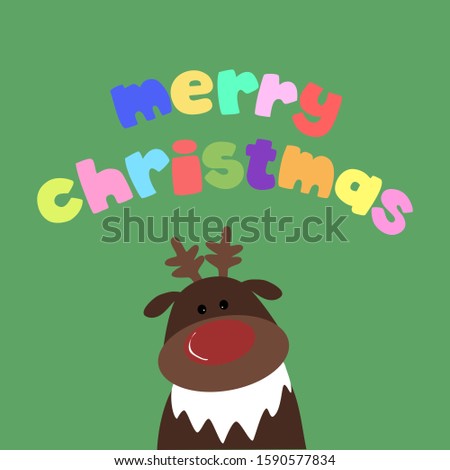 Card of christmas with label merry christmas vector design for Christmas day and new year day, Holiday concept, Hand draw doodle cartoon style.