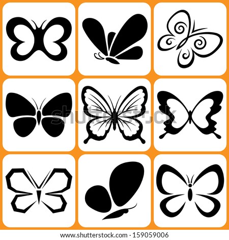 butterfly icons set