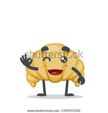 vector illustration of adorable croissant mascot