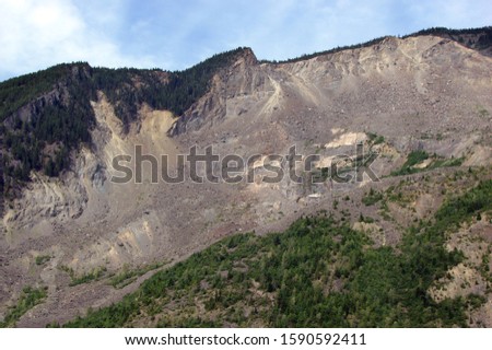 Large Rock Slide on Mountain                                