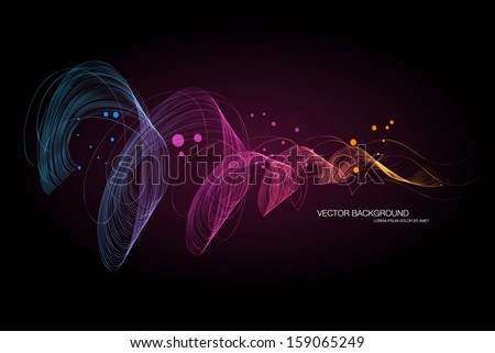 Vector dark abstract dynamic wave background
