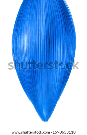 Blue shiny hair on white background, isolated